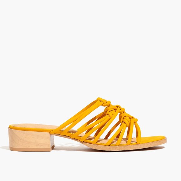 Madewell Dakota Strap Knot Slide Sandals Yellow Suede sz 9.5 NWoB - Picture 1 of 11